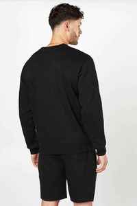 Sudadera Negra de Cuello Redondo para Hombre, Corte Regular, Color Sólido, Tejida, Manga Larga, Informal, para Verano - Product Image 2
