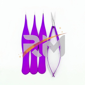 Pince à épiler pour sourcils RMI Purple Powder Color et Silver Pointed Tip, en acier inoxydable, durable, style moderne - Product Image 1