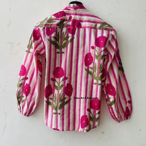 เสื้อเชิ้ตพิมพ์ลายบล็อกด้วยมือ เสื้อเชิ้ตแฟชั่นสำหรับผู้หญิง เสื้อผ้าฝ้ายเนื้อนุ่มพิมพ์ลายบล็อกด้วยมือแบบอินเดีย ลดราคาในราคาที่ดีที่สุด - Product Image 6