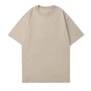 T-shirt pour homme en coton lourd à col rond et manches courtes, coupe ample, couleur unie, avec logo personnalisé, idéal pour l'été - Product Image 3