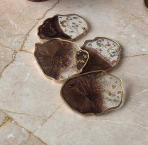 Handmade Flower <b>Coasters</b> <b>Gold</b> foil <b>coaster</b> Home decor gift for her Resin art Home accessories Bohemian <b>coasters</b> Italian - Product Image 3