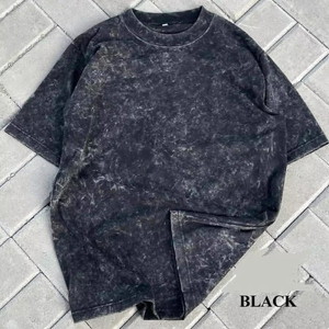 Camiseta Casual para Hombre con Logo Frontal Estampado, Hombros Caídos, Oversize, Tejido Pesado de 300 Gsm, Transpirable, de Secado Rápido, Lisa, de Corte Holgado y Cuello Redondo - Product Image 1