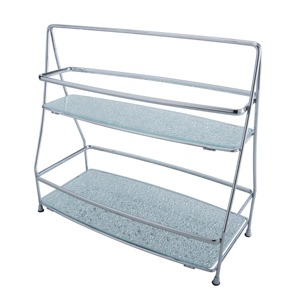 Double Tier Glass Storage Rack With Metal Frame For Bathroom Makeup Organization Minimalist Design Easy To Clean Standing Type - Product Image 3