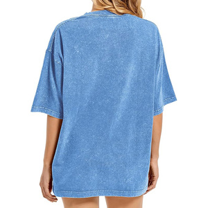 T-shirt noir délavé oversize, style décontracté, couleur unie, écologique, 100% coton, col rond, logo, unisexe, manches courtes - Product Image 6