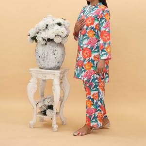 2PC Digital Printed Cambric Cord Set PS5129 pour robes de cocktail élégantes - Product Image 2