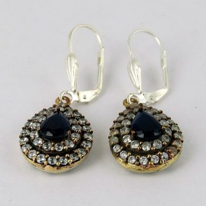Classic Style !! Pear Round Blue <b>Onyx</b> White CZ 925 Sterling Silver <b>Earrings</b> Indian Jewelry Manufacturer, Silver Jewelry Supplier - Product Image 2