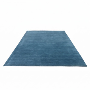 Tapis en laine bleu turquoise foncé, texture unie mélangée, moderne, antidérapant, écologique, tufté à la main, pour salon, salle de bain, hôtel - Product Image 2