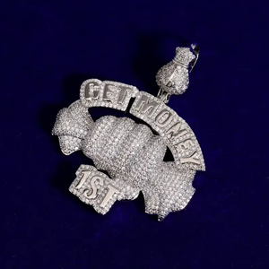 Collar con Colgante de Dinero Chapado en Rodio de Plata 925 para Hombre, Joyería de Moda Hip Hop para Fiestas - Product Image 4