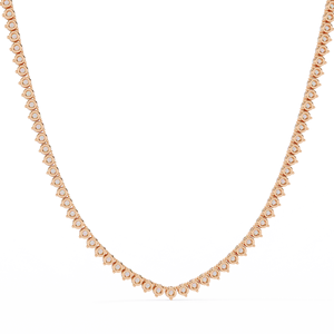 Collar de tenis de oro rosa de 10K, 14K, 18K con 3 puntas y diamantes cultivados en laboratorio de corte redondo para mujer elegante - Product Image 3
