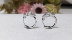 Wholesale 1.80 CTW Brilliant Cut Sparkling Moissanite Halo <b>Huggie</b> Hoop Earrings <b>Solid</b> 14K White <b>Gold</b> for Women-Party Occasion - Product Image 3