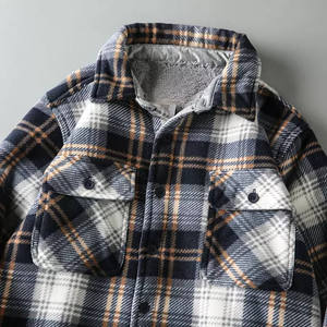 Fabricants OEM – Nouvelle veste streetwear unisexe en toile de flanelle Sherpa, coupe slim, patchwork à carreaux, à capuche, doublée et épaisse, de haute qualité - Product Image 5