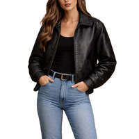 Blouson Bomber Classique Minimaliste en Cuir Véritable pour Femme avec Fermeture Éclair et Tissu Tissé – Manteau Urbain Automne