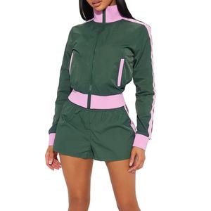 Conjunto Corto de Chaqueta y Pantalones Cortos de Nailon Cortavientos para Mujer, Conjunto Personalizado de Pantalones Cortos Cortavientos - Product Image 2