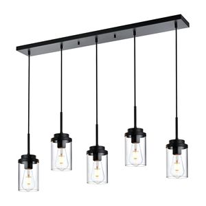 Lampadario a sospensione moderno a 5 luci per isola cucina, stile industriale, nero/nichel spazzolato, per sala da pranzo e illuminazione. - Product Image 3