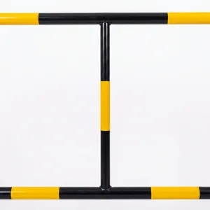 Clôture de sécurité industrielle en acier au carbone, cadre rectangulaire, peint en noir et jaune, barrière temporaire durable, clôture de chantier, modélisation 3D - Product Image 2