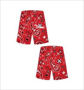 กางเกงขาสั้นผู้ชายไซส์ใหญ่พิเศษกางเกงขาสั้นบอร์ดพิมพ์ลาย Paisley สีแดง - Product Image 1