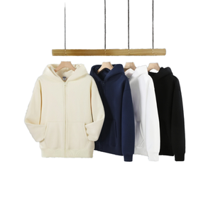 Trendy Brand 260g Fleece Cotton-Like Jacket Hood Men Women Winter 3D Embroidery <b>Zipper</b> Hoodie Custom Logo Unlined Loose Solid - Product Image 2