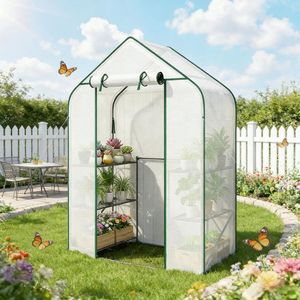 Grande Serra da Giardino Moderna Pop-up in Acciaio Zincato con Telaio in Legno/Acciaio e Materiale in PVC/Vetro per la Crescita delle Piante all'Aperto - Product Image 1