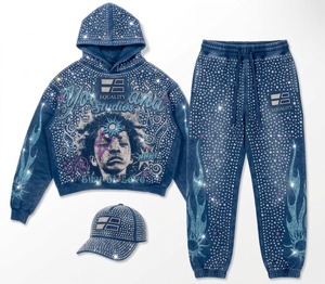 Conjunto de Sudadera con Capucha y Pantalones Deportivos con Pedrería Personalizada, Estilo Moderno, Felpa de Algodón Premium, Logotipos Personalizados y Envío Rápido, Pida al por Mayor Ahora - Product Image 1