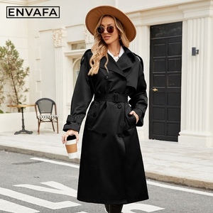 Manteau Trench Long Croisé pour Femme, Modèle Printemps Classique, Couleur Camel avec Ceinture, Logo Personnalisé, Vente en Gros - Product Image 4