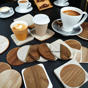 Premium Handcrafted Mango Wood <b>Drink</b> Mat with Intricate Brass Inlay Elegant Square Walnut <b>Coaster</b> Mats & Pads - Product Image 5