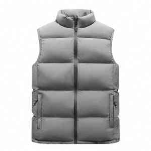 Chaleco Acolchado Negro para Hombre con Cuello Alto, Cierre de Cremallera, Resistente al Viento, Informal, para Invierno, con Bolsillos, Largo Regular - Product Image 4