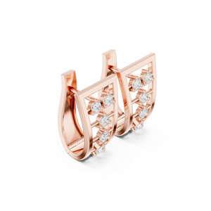 Pendientes de Aro Redondos de Plata de Ley 925 Chapados en Oro Rosa de 18K con Triple Banda de Circonitas, Estilo Bali, Lujo Contemporáneo para Mujer - Product Image 4