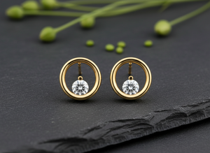 Fabricant de boucles d'oreilles clous circulaires en or 14 carats sur mesure, boucles d'oreilles minimalistes en diamants de laboratoire VVS1 - Product Image 4