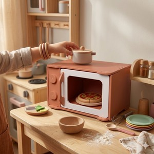 Kids Toy <b>Microwave</b> Kitchen Toys <b>Set</b> American Pine Plywood Durable Safe Material Smooth Edge 5 to 7 Years - Product Image 5