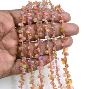 Perles de pierres précieuses en opale éthiopienne naturelle rose de qualité supérieure, facettées en forme de poire, certifiées par un tiers, pour bracelets et colliers (vente en gros) - Product Image 3