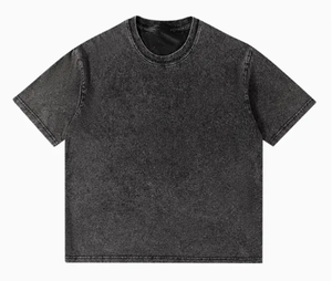 Camisetas Oversize Unisex al por Mayor para Hombre, Lisas, con Cuello Ringer, para Impresión Personalizada, Camisetas Negras de Algodón Grueso para Hombre - Product Image 4