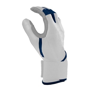 Guantes de bateo blancos con ribete azul, acolchados, de cuero, con cierre de tirar, para entrenamiento, unisex, para adultos - Product Image 2