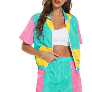 Women Windbreaker Shorts <b>Sets</b> Women Rain Zip-Up Hooded Wind Breaker Short Two Piece <b>Set</b> 100% Nylon <b>Waterproof</b> Suit Ladies - Product Image 6