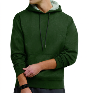 Sweat-shirt à capuche gris foncé pour homme, coupe classique, couleur unie, en coton French Terry, décontracté, pour l'automne, avec poche avant - Product Image 2
