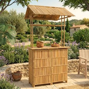 Comptoir de bar en bambou – Mobilier de bar en bambou naturel artisanal pour restaurant, hôtel et usage extérieur - Product Image 6