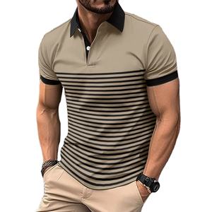 Men's 100% Cotton Long Sleeve for <b>Polo</b> <b>Shirt</b> <b>with</b> Lapel Button <b>Pocket</b> Solid Canvas Top Spring Autumn Loose Fit T-<b>Shirt</b> - Product Image 1