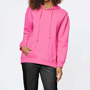Sudadera con Capucha Rosa para Mujer, Talla Grande, de Forro Polar, Manga Larga, Color Sólido, Informal, para Otoño, con Bolsillos, Transpirable - Product Image 2