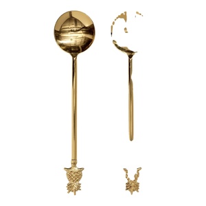 Cuillère en or en forme de croissant de lune, poignée en métal et laiton couleur or, cuillères de table pour mariage, ustensiles de cuisine, ensemble de couverts - Product Image 2