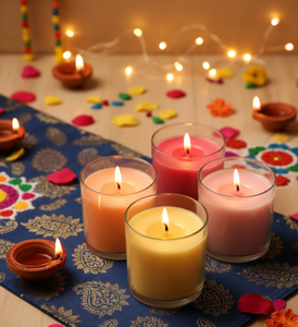 Juego de Velas Aromáticas Ecológicas en Frascos de Vidrio con Cera de Soja de Colores Festivos para Diwali, Decoración del Hogar y Regalos para Halloween y Navidad - Product Image 1