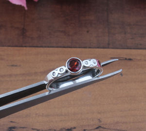 925 Sterling <b>Silver</b> Bezel Setting Red Garnet Gemstone Brilliant Cut Handmade Classic <b>Boho</b> Dainty Solitaire Wedding <b>Ring</b> - Product Image 3