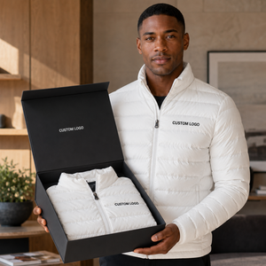 Premium Quality <b>Men's</b> <b>White</b> Down <b>Jacket</b> Stand Collar Zipper Closure Windproof Polyester Wadding Casual Winter Down <b>Jacket</b> - Product Image 6