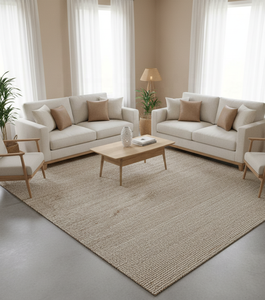 Alfombra de poliéster acanalado hecha a máquina | Alfombra Kilim antideslizante de tejido plano texturizado con rayas sutiles - Product Image 1