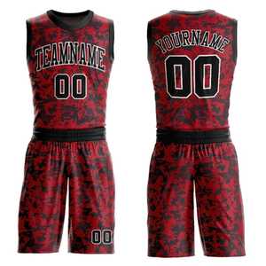 Conjunto de Uniforme de Baloncesto Personalizado con Camuflaje Rojo, Sin Mangas, Impresión Sublimada, Secado Rápido, Uniforme Deportivo para Adultos Unisex - Product Image 1