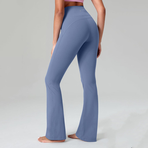 Legging évasé de sport et yoga pour femme, taille haute, coupe large, avec cordon de serrage, design personnalisé, pour fitness et entraînement, vêtement de sport - Product Image 2