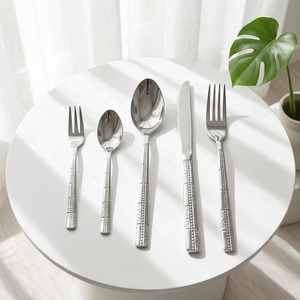 Ensemble de couverts en argent de luxe, finition brillante, acier inoxydable de haute qualité, cuillère, fourchette, couteau, couverts de service à vendre - Product Image 6