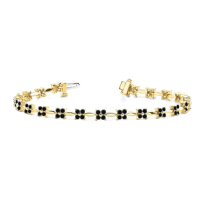 Bracelet tennis en diamant noir véritable en or jaune |   Bracelet élégant clouté pour femmes, bijoux de mariage, de fiançailles et d'anniversaire - Product Image 1