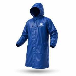 Custom Long Hooded Waterproof Blue <b>Rain</b> <b>Coat</b> PU PVC Windproof Outdoor Fishing Hiking Workwear <b>Men</b> Women OEM ODM All Season - Product Image 1