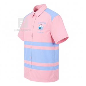 เสื้อเชิ้ตแบบติดกระดุมลายทางสีชมพูและฟ้า  ปักโลโก้ Jack & Jill of America  สำหรับผู้หญิง  สไตล์กรีก - Product Image 2