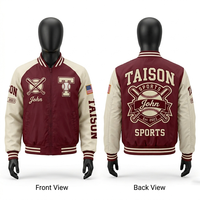 Blouson Bomber Homme en Tissu Satiné Polyester Bleu avec Manches Dorées, Design Panneau Varsity, Broderie Chenille, Logo Personnalisé – Vestes Homme