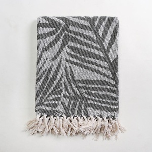 New Collection Summer <b>Luxury</b> Breathable Custom Jacquard Pattern Soft Wool & Cotton Throw <b>Blanket</b> - Product Image 5